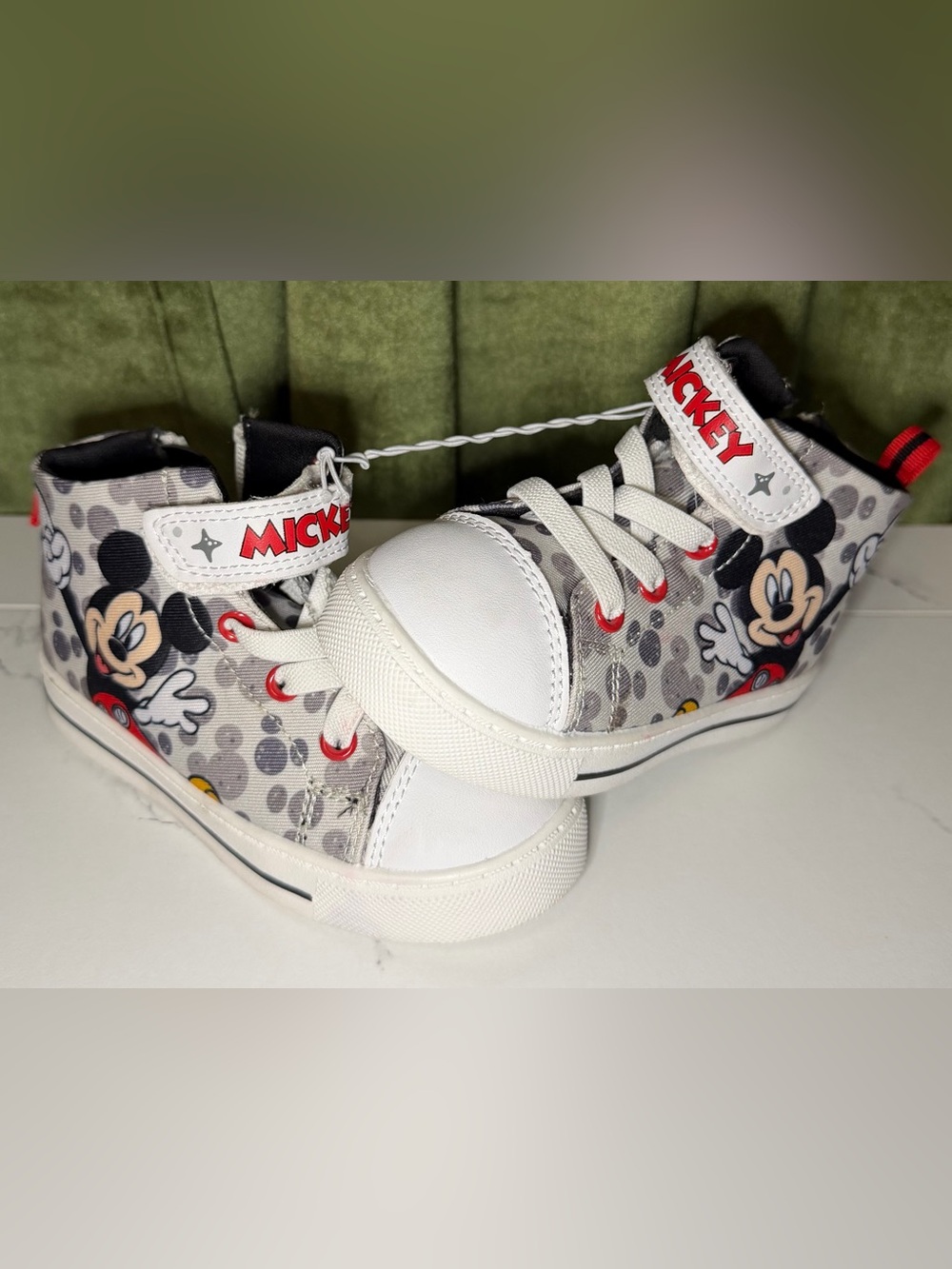 Mickey Mouse Gray & White Kids High-Top Sneakers
